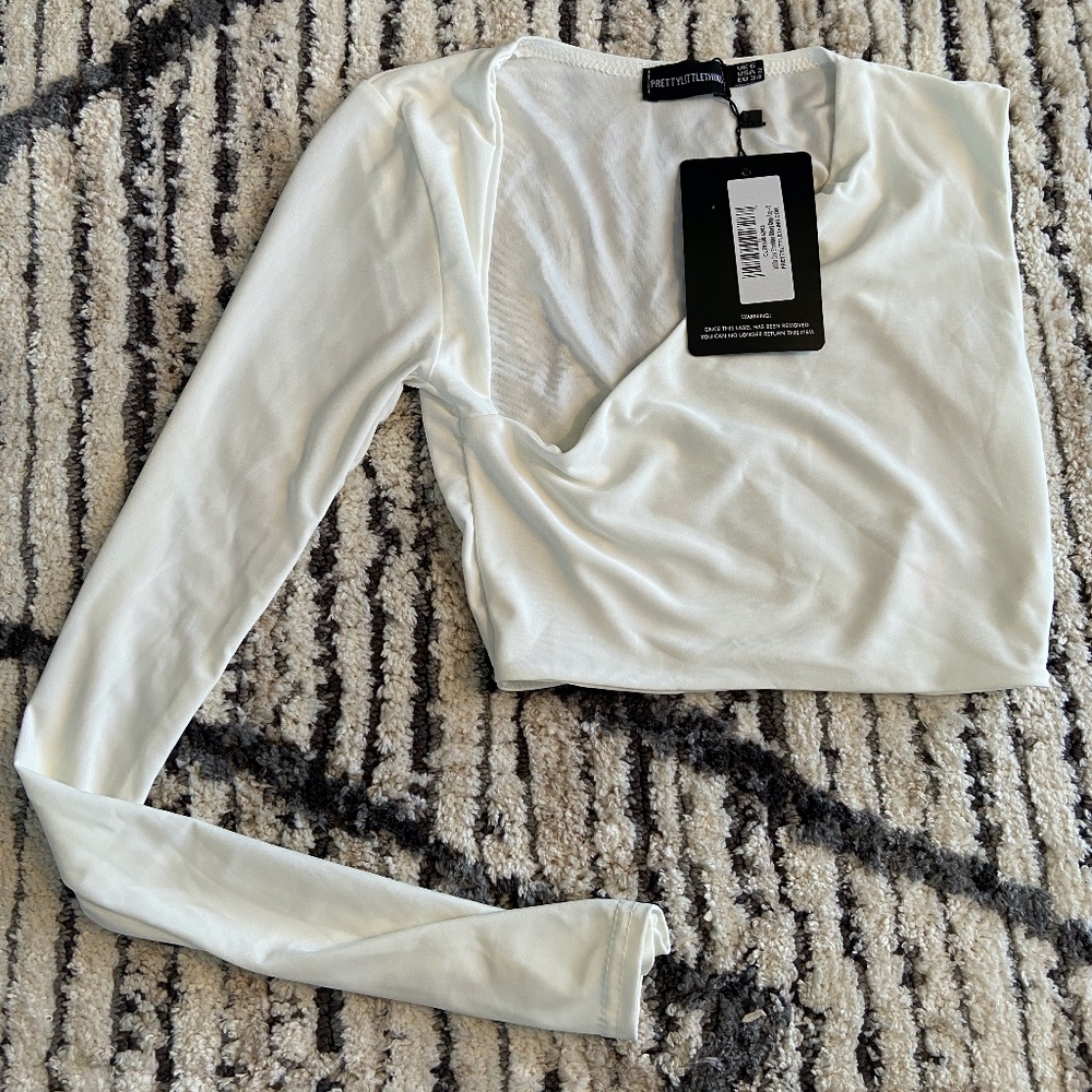 White One Arm Slinky Crop Top